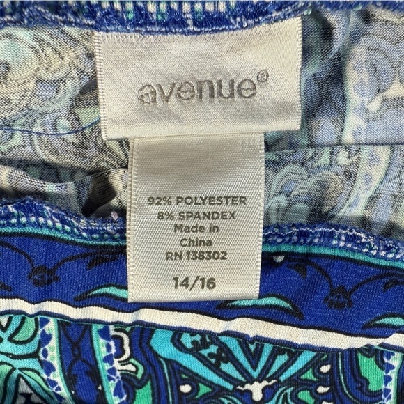 Avenue Blue Maxi Skirt Abstract Geometric Sz 14/16 Turquoise Y2K Stretch - Picture 8 of 10